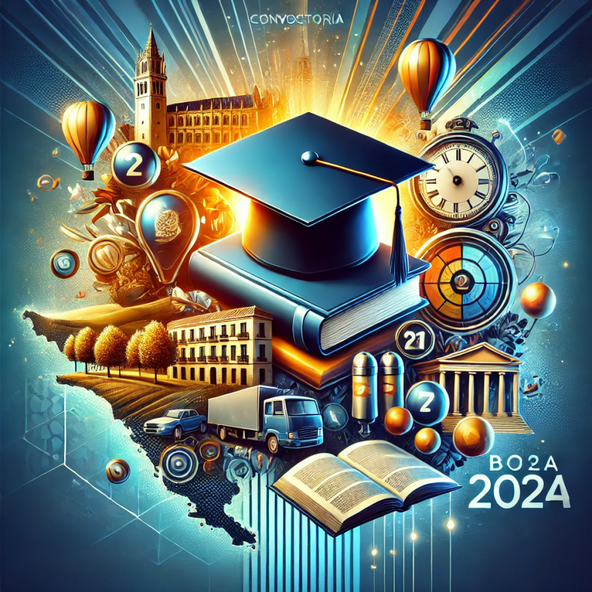 Convocatoria Bolsa de Interinos 2024 en Extremadura 3 DALL·E 2024 06 26 17.26.45 A dynamic and eye catching cover image for the Convocatoria Bolsa de Interinos 2024 en Extremadura. The design should feature elements representing